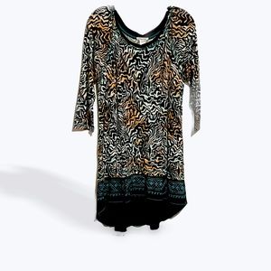 Krista Lee multi animal teal print SMALL 3/4 sleeves